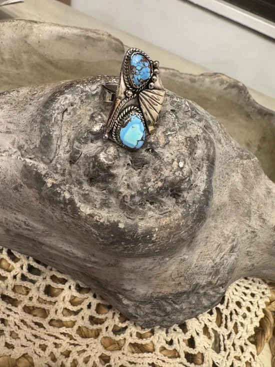 GOLDEN HILLS TURQUOISE 925 STERLING SILVER ADJUSTABLE RING - Picture 16 of 17